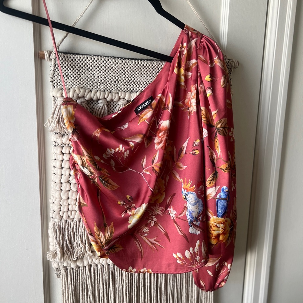 Express One-Shoulder Satin Blouse